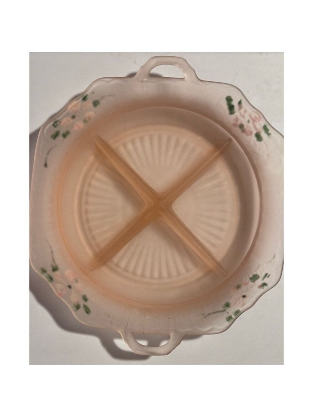 Mayfair frosted satin relish divided dish bowl Anchor Hocking Depression glass